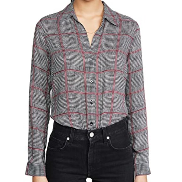 L'AGENCE Nina Long Sleeve Blouse in Autumn Pfeiffer Plaid - Picture 1 of 7